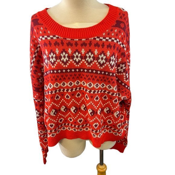 NWOT BP Orange Red Scoop Neck Knit Holiday Sweater (3X) - Picture 7 of 7